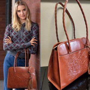 PATRICIA NASH LARGE PARIS TOOLED LEATHER SATCHEL
